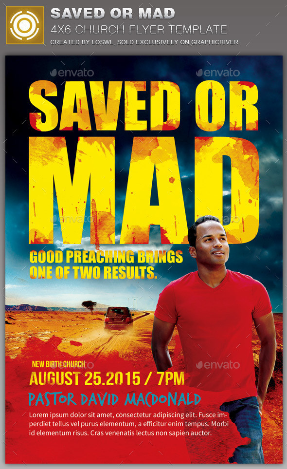 Saved or mad church flyer image preview