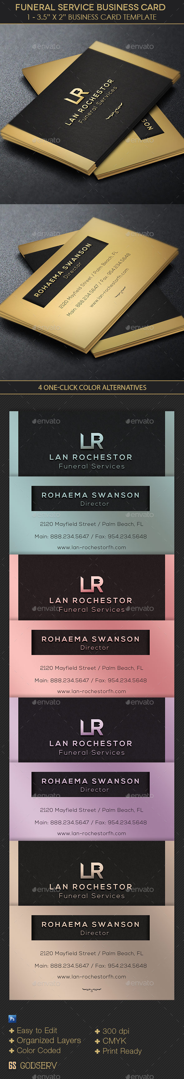 Funeral service business card template preview