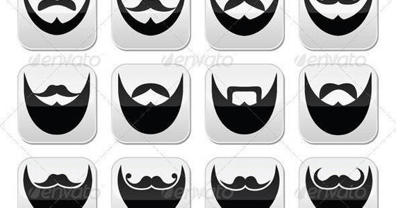 Box beard buttons set prev