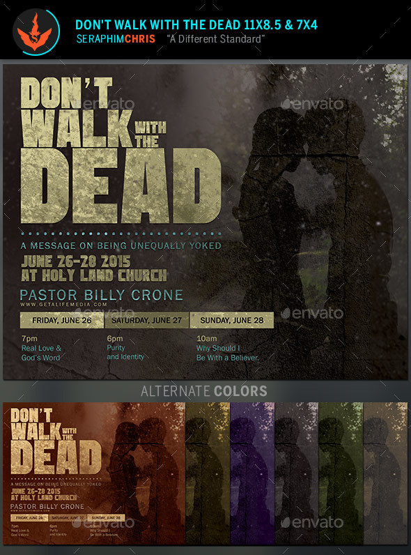 Dont walk with the dead church flyer template preview