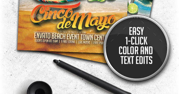 Box preview cinco de mayo beach party flyer template