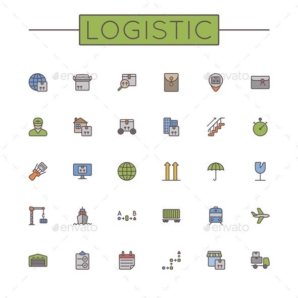 Vector 20colored 20logistic 20line 20icons