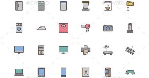 Box vector 20colored 20appliances 20line 20icons