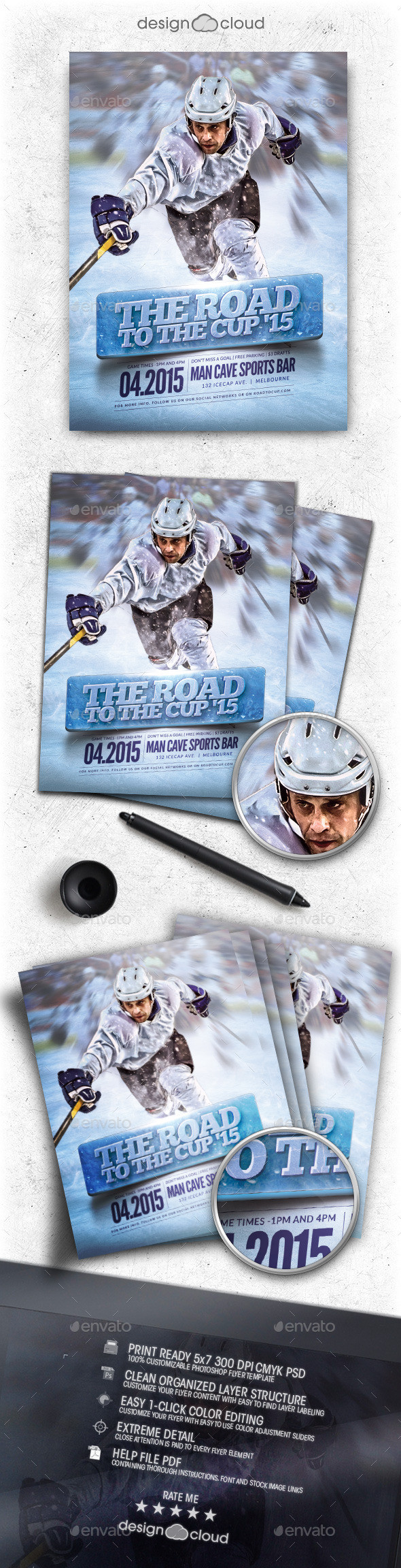 Preview hockey road to the cup flyer template