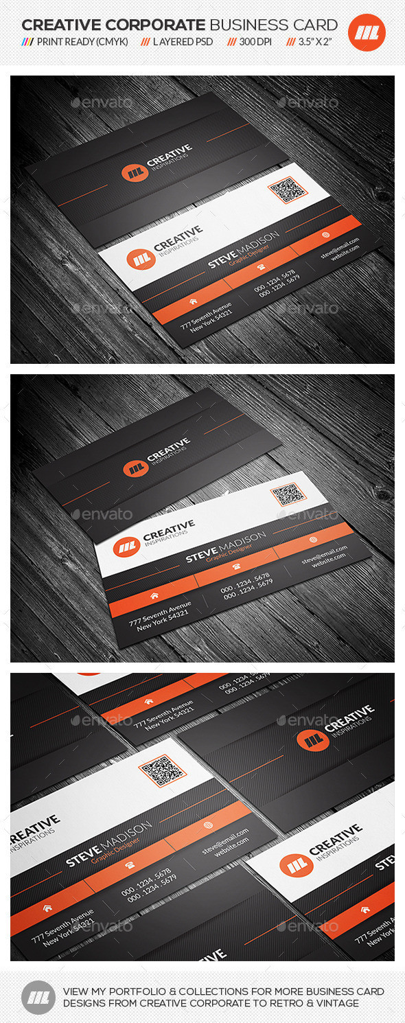 203 orange creative metro style corporate business card preview