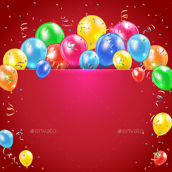 Balloons 20and 20streamer 20on 20red 20background1