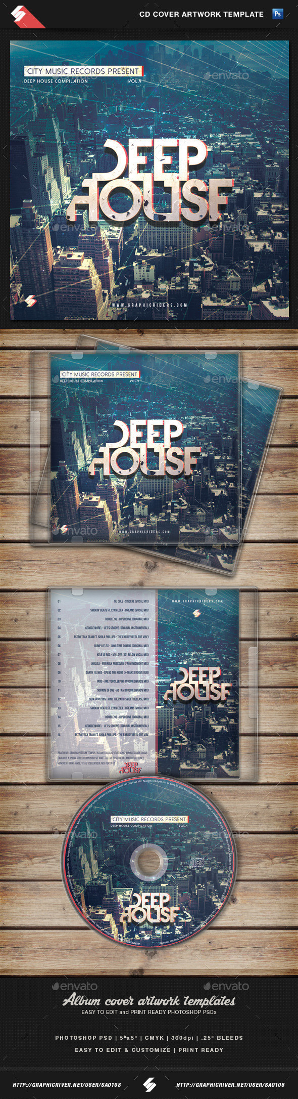 Deephouse cd cover template preview