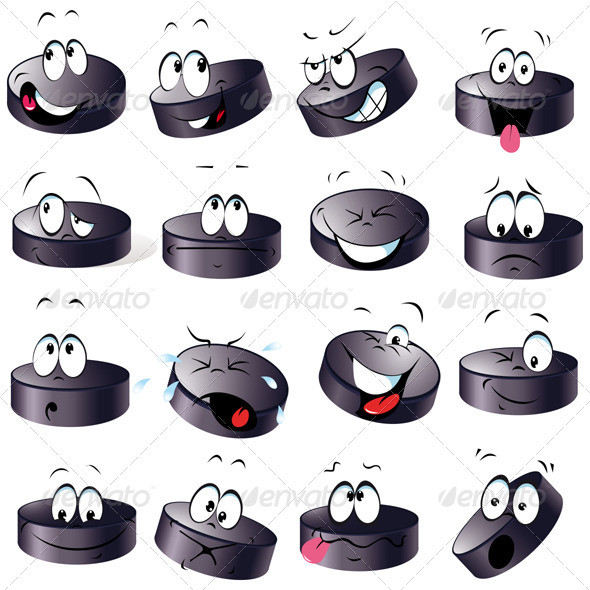 Cartoon 20puck 20with 20many 20expression 20on 20face 590