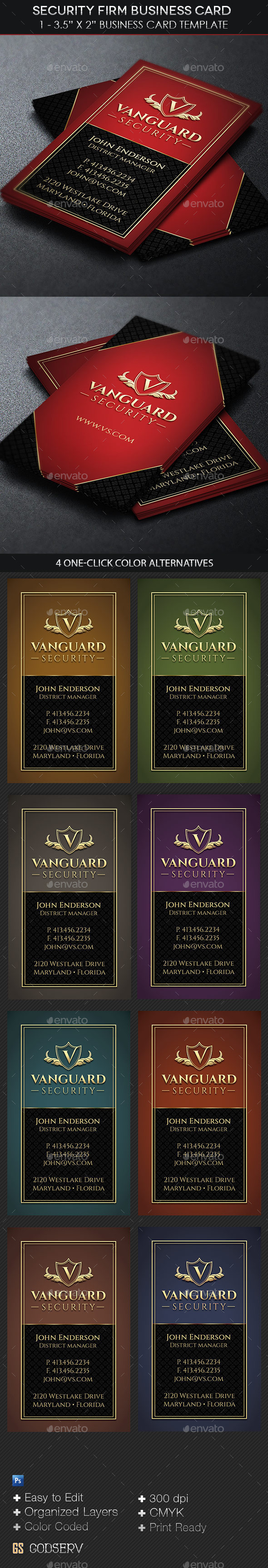 Security firm business card template preview