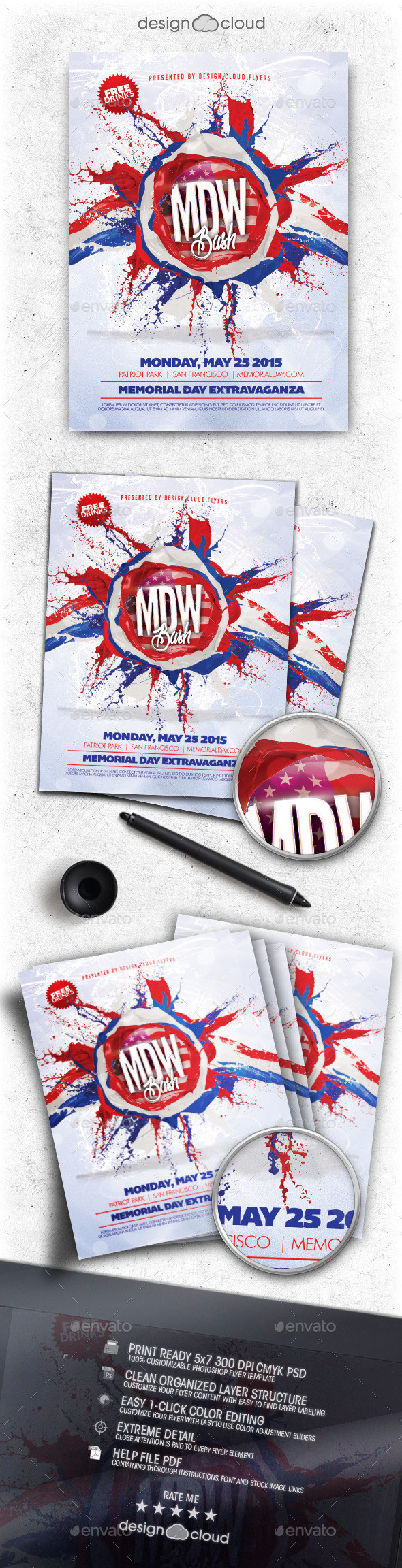 Preview memorial day bash flyer template