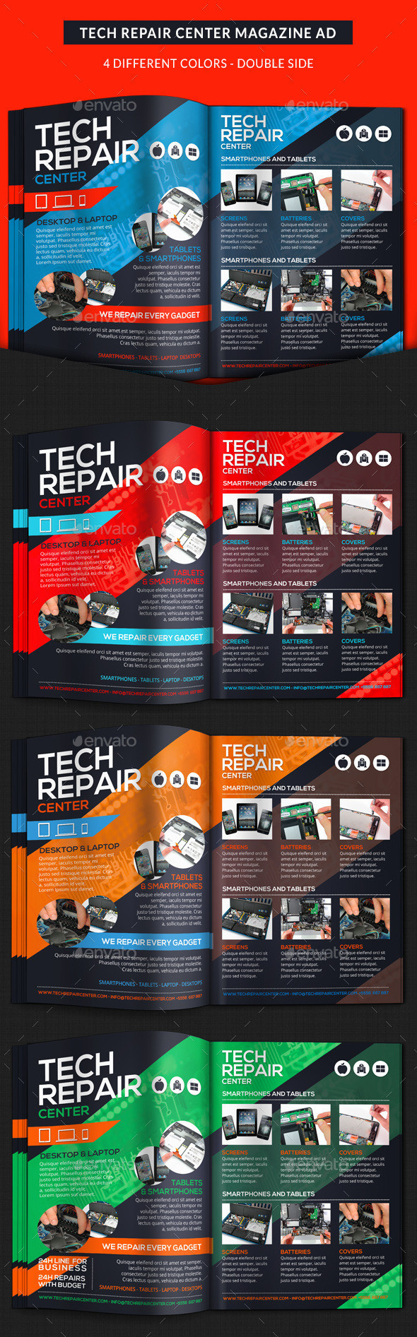 Tech repair center magazine ad showcase