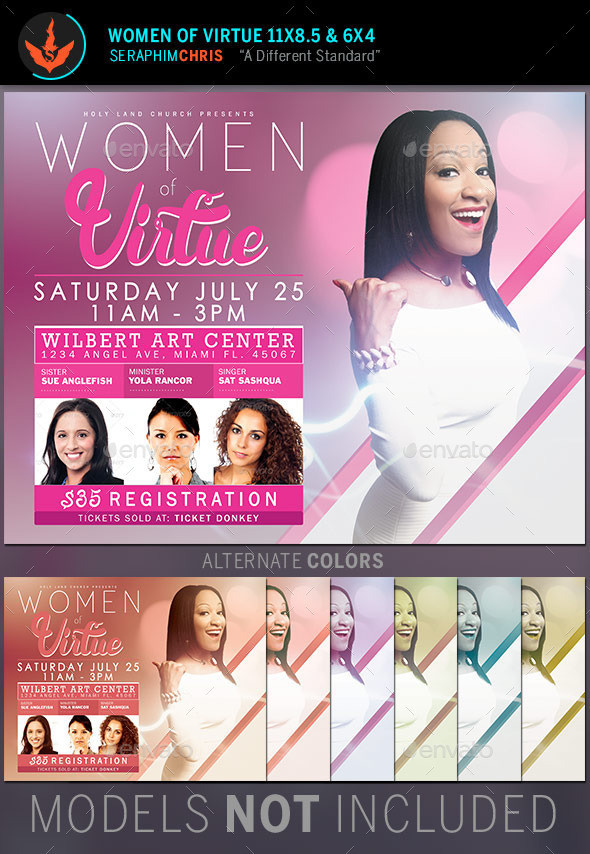Women of virtue conference flyer template preview