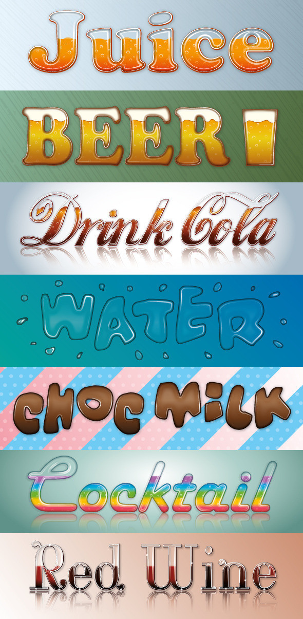 Beverage styles preview