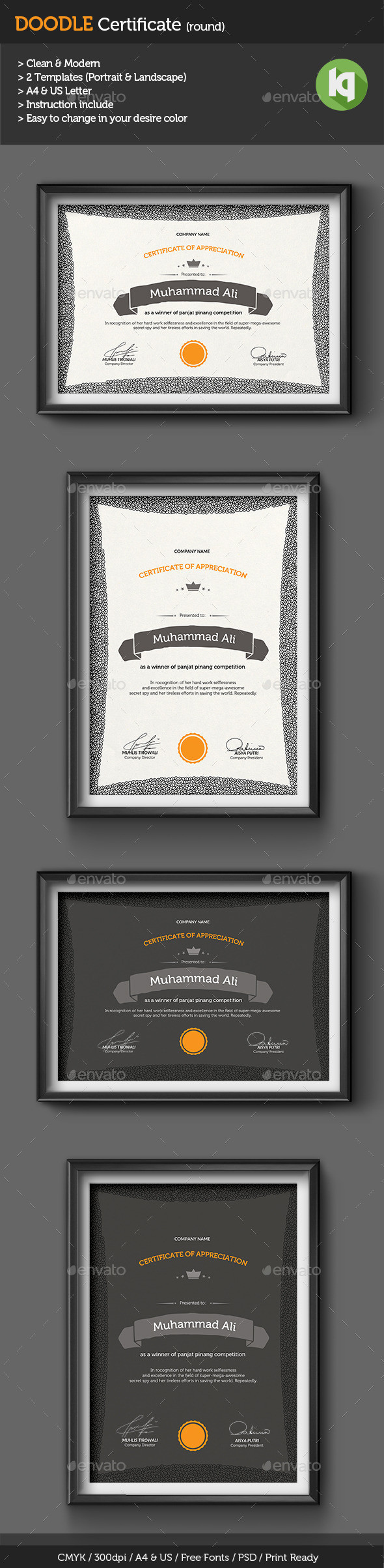 Doodle certificate preview