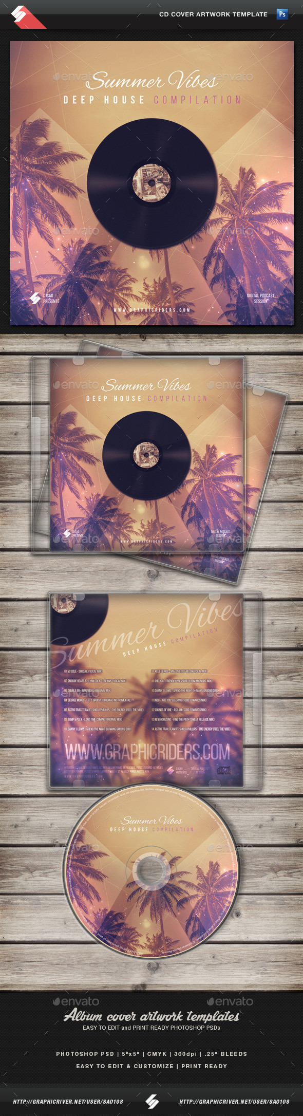 Summervibes cd cover template preview