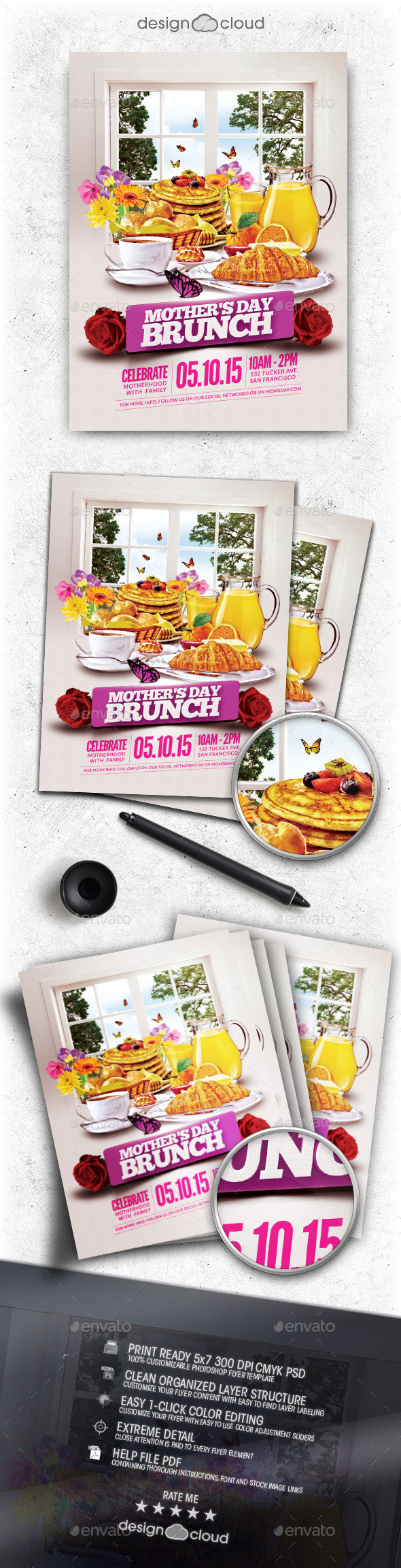 Preview mothers day brunch flyer template