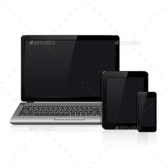 Laptop 20tablet 20and 20smartphone 20with 20reflection