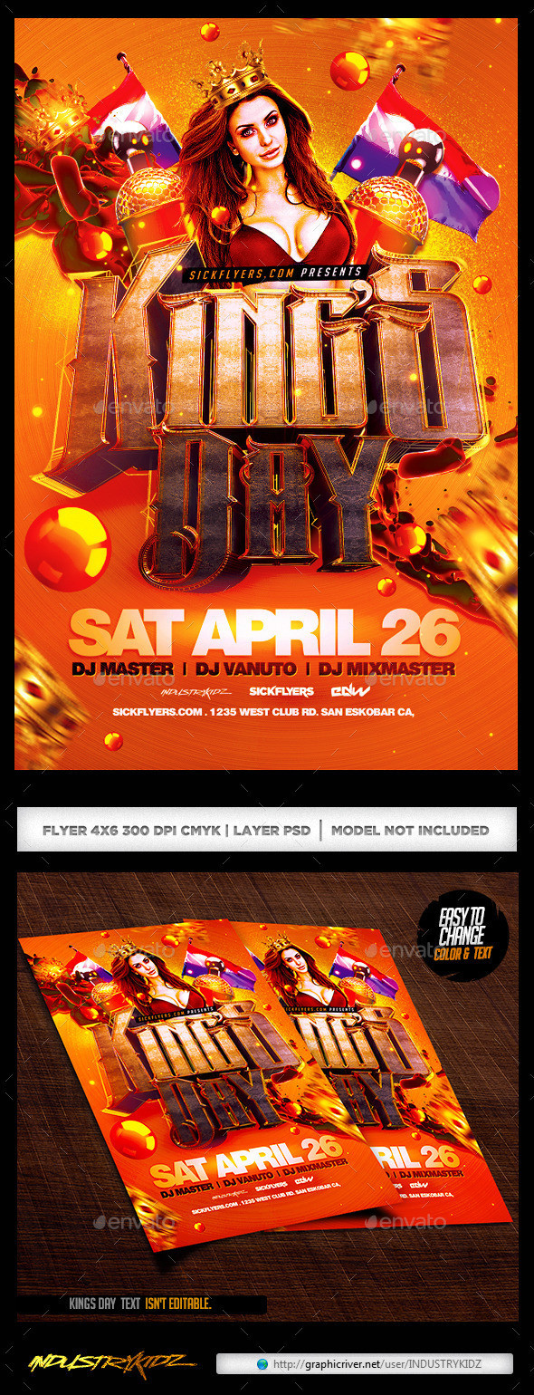 Kings day flyer template psd