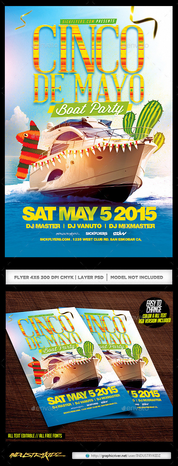 Cinco de mayo boat party flyer