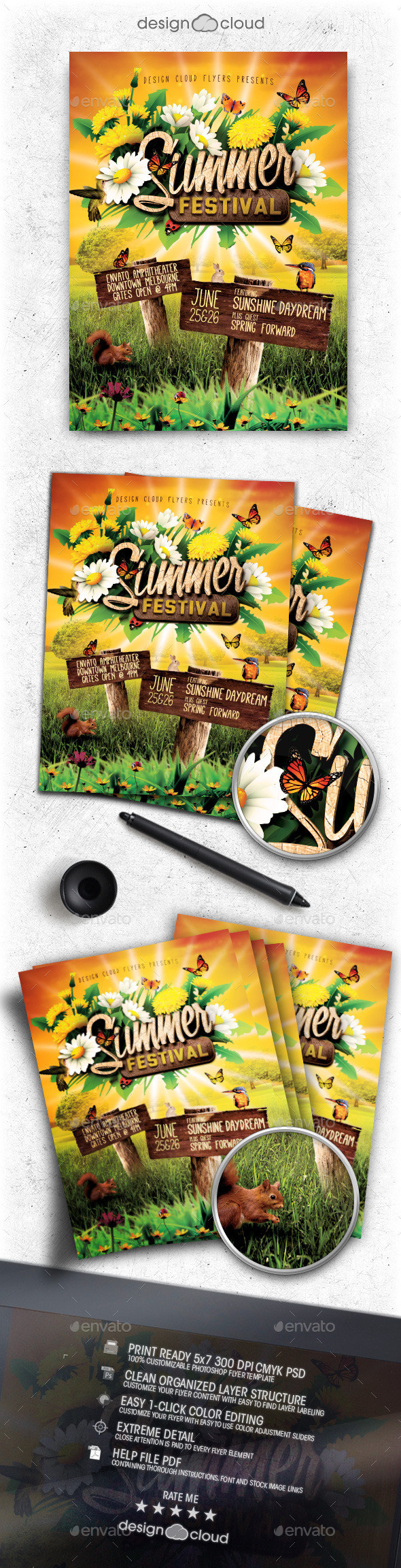 Preview summer festival flyer template