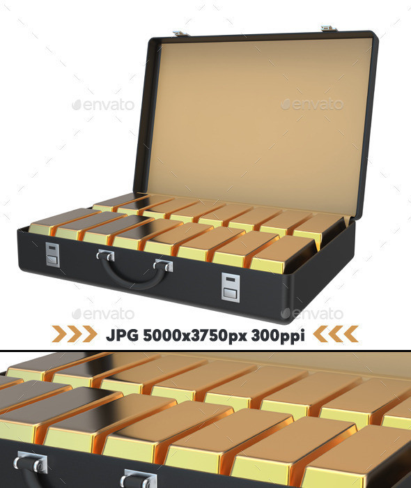 Suitcase full of gold ingots