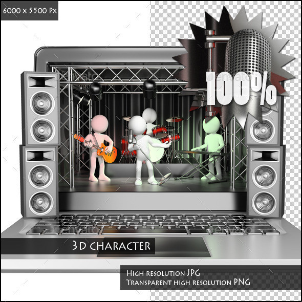 0864 3d 20white 20people. 20concert 20in 20a 20laptop. 20video 20streaming 20concept p