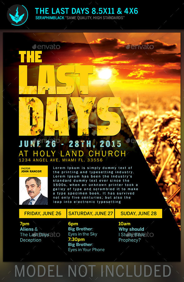 The last days church flyer template preview