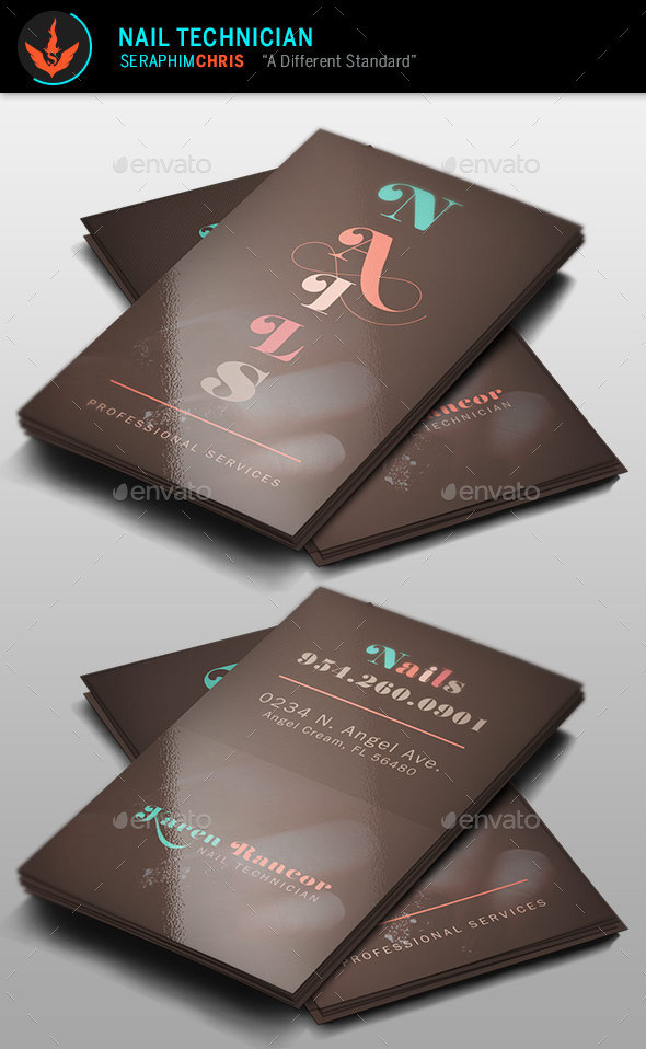Nail technician business card template preview