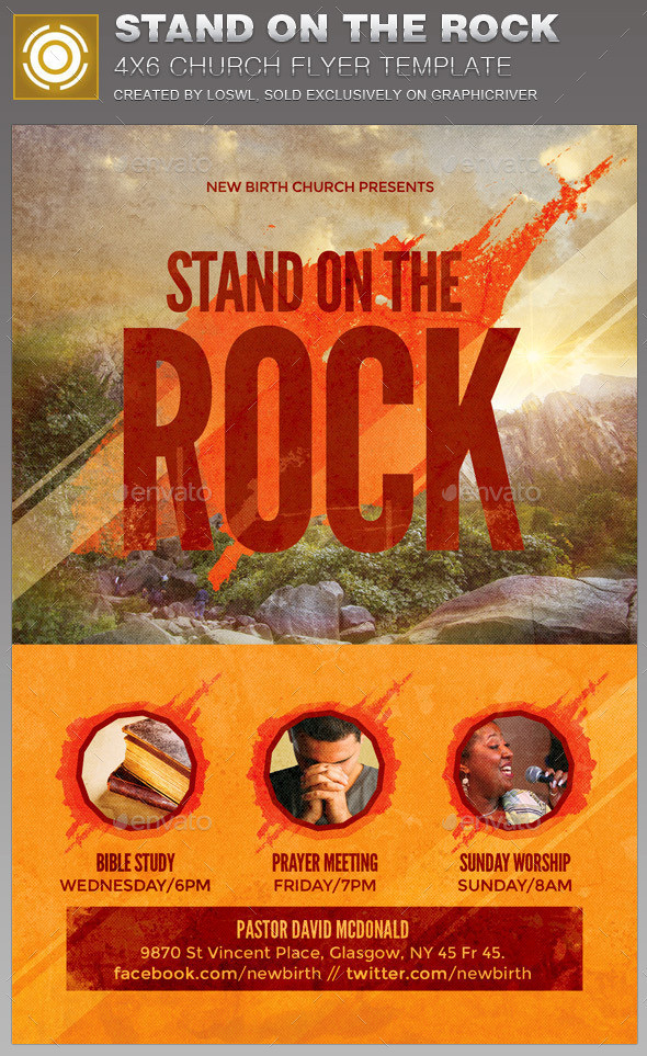 Stand on the rock church flyer image preview