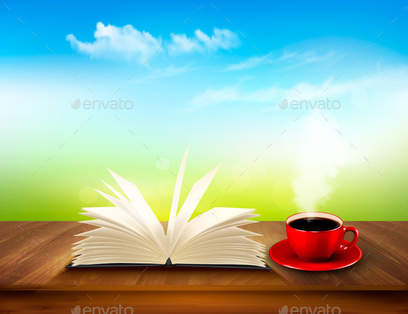 01 background with open book and red cup t