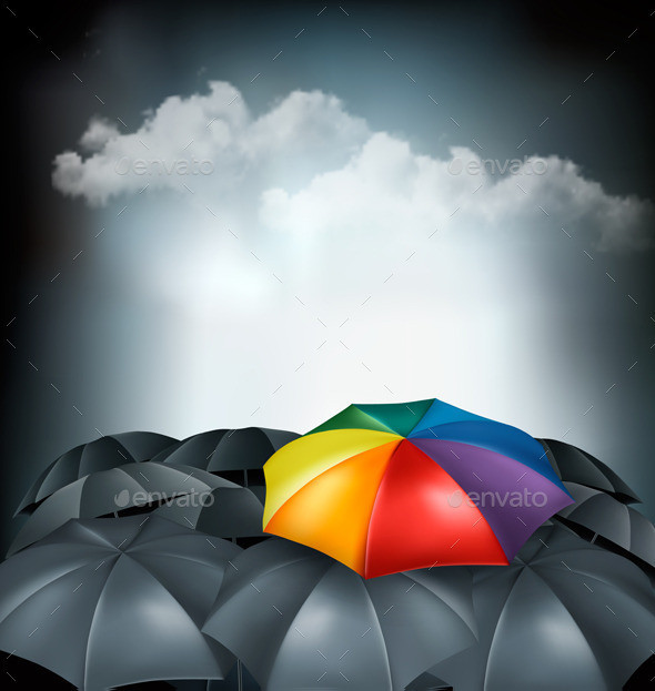 01 background with colorful umbrella in mass of black umbrellas t
