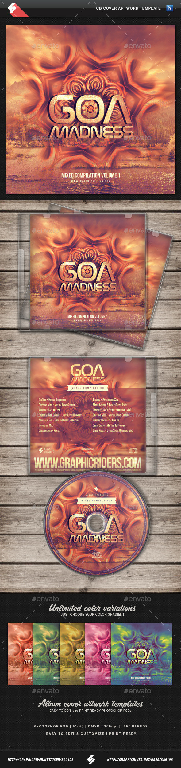 Goamadness cd cover template preview