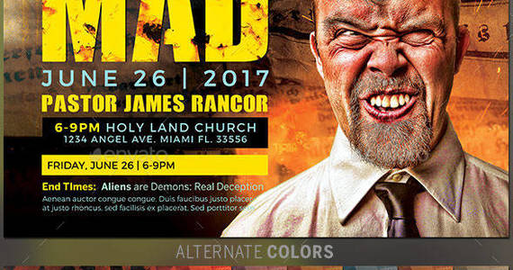 Box world gone mad church flyer template preview