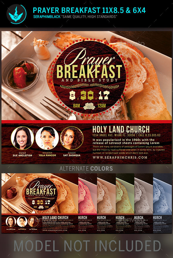 Prayer breakfast church flyer template preview