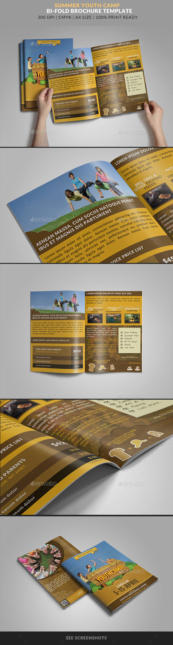 Summer youth camp kids bifold brochure preview