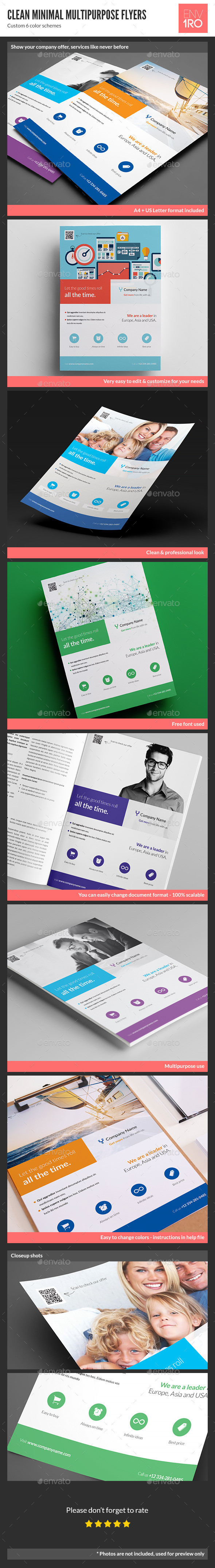 Clean minimal icons multipurpose corporate business indesign flyers