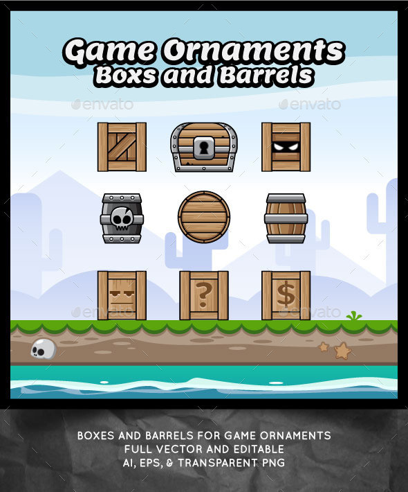 Game ornaments box and barrel for game developers