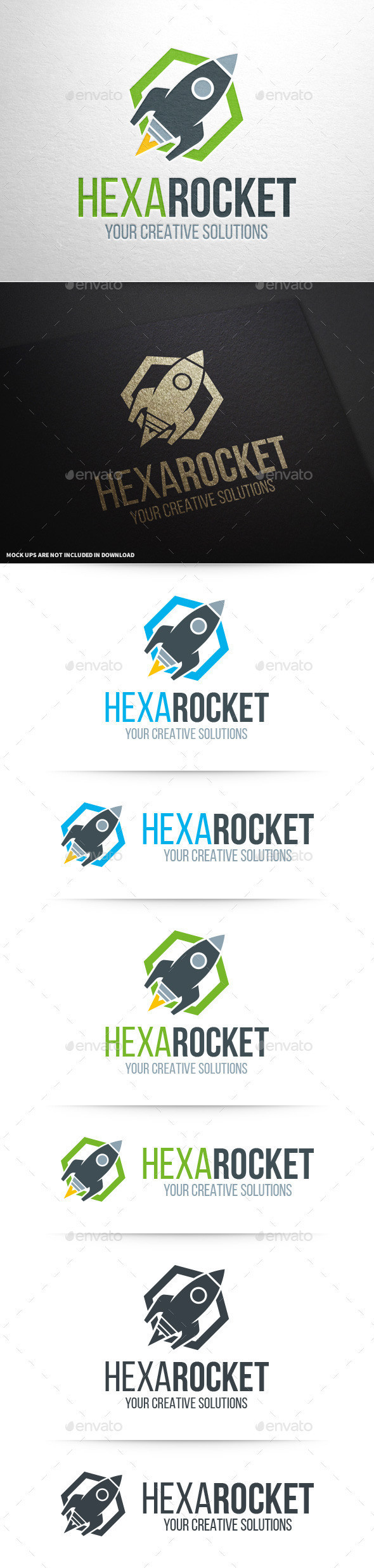 Hexa rocket logo template