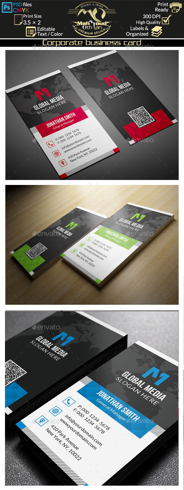 Vertical creative corporate business card