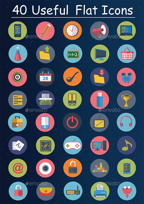 Preview 2040 20useful 20flat 20icons