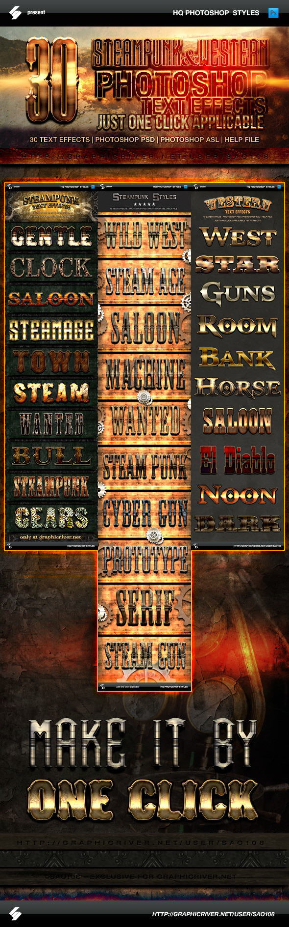 Steampunk western texteffects bundle preview