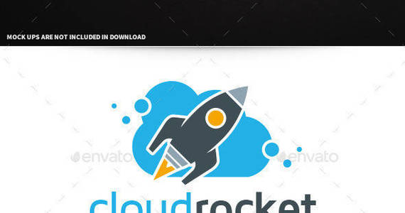Box cloud rocket logo template