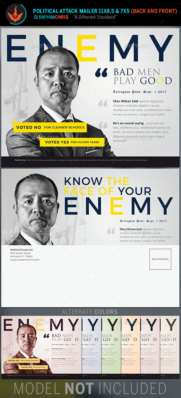 Enemy political attack mailer template preview