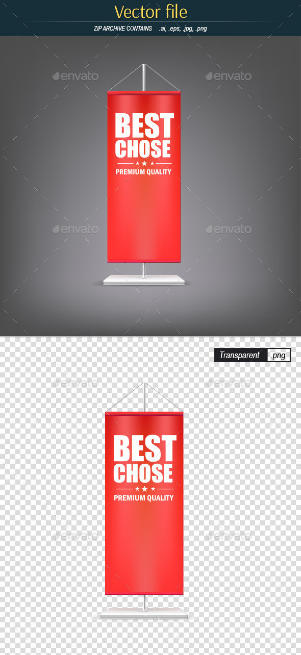 Vertical red flag with advertising preview