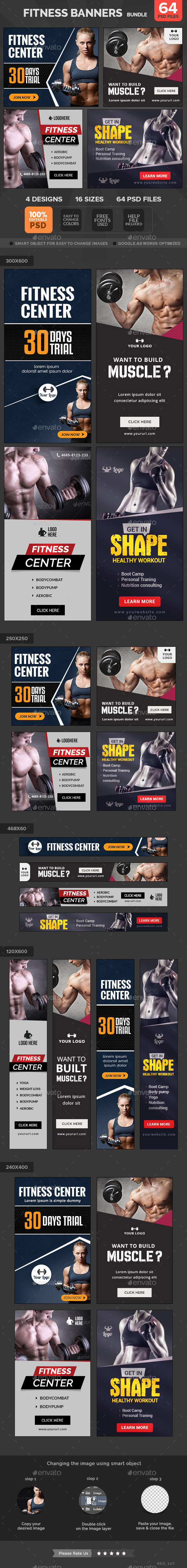 Red 145 fitness 20banners 20bundle preview