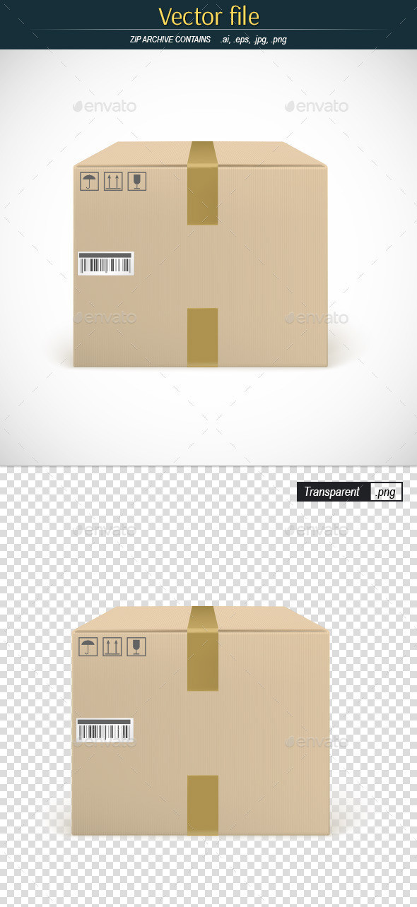 Cardboard box with symbols and duct tape preview