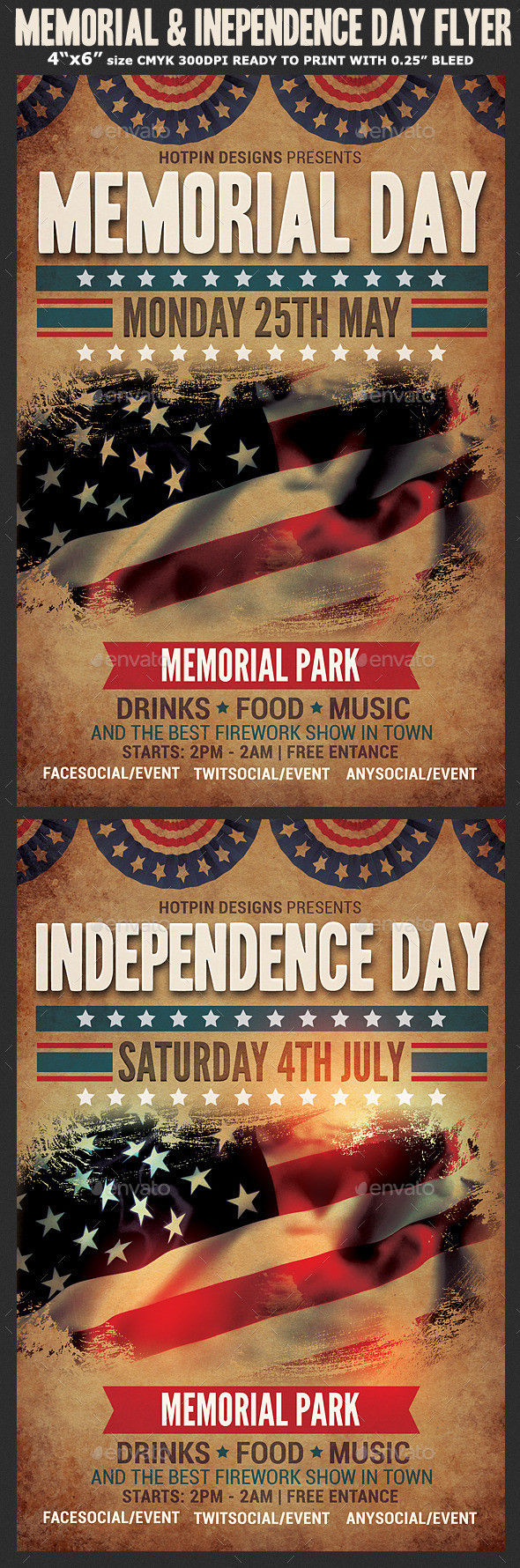Memorial indpendence day flyer template preview