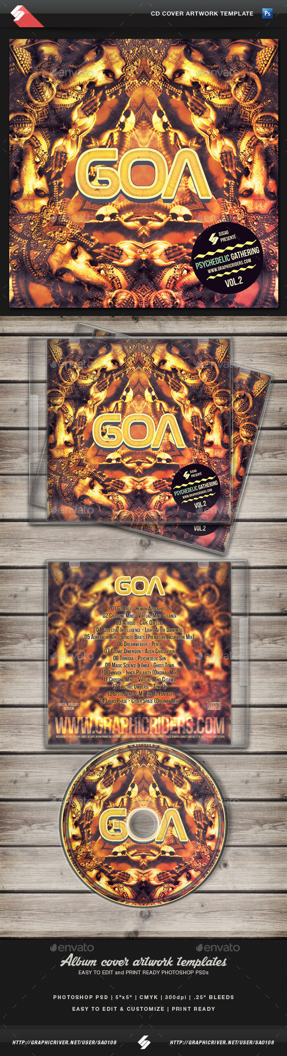 Goatrance vol2 cd cover template preview