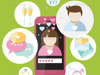 Thumb pink phone with dating icons 590