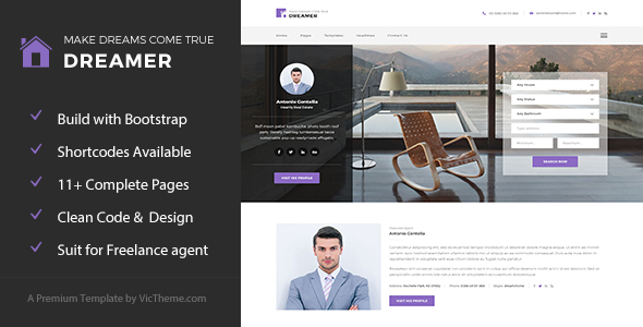 Dreamer html themeforest preview.  large preview